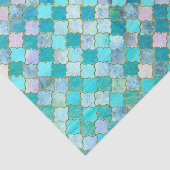 水のティール（緑がかった色）の金ゴールドの東洋のモロッコのタイルパターン 薄葉紙 (詳細)