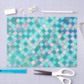 水のティール（緑がかった色）の金ゴールドの東洋のモロッコのタイルパターン 薄葉紙 (クラフト)