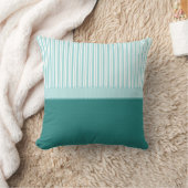 水のティール（緑がかった色）の青緑のストライプの水玉模様 クッション (ブランケット)