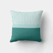 水のティール（緑がかった色）の青緑のストライプの水玉模様 クッション (裏面)