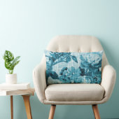 水のティール（緑がかった色）の青緑の花のToileの生地No.5 ランバークッション (椅子)