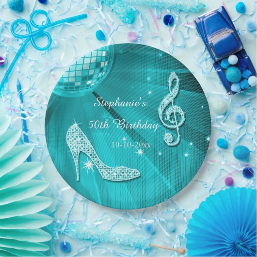 水のディスコの球およびかかとの第50誕生日 ペーパープレート (パーティー)