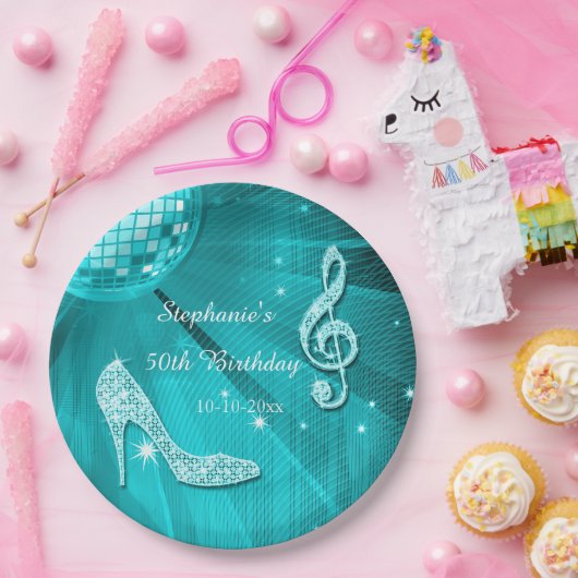 水のディスコの球およびかかとの第50誕生日 ペーパープレート (パーティー)