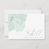 水のハイビスカスの花の熱帯ビーチ結婚式RSVP 出欠カード (正面)