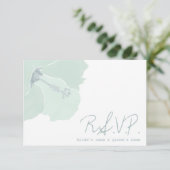 水のハイビスカスの花の熱帯ビーチ結婚式RSVP 出欠カード (スタンド正面)