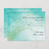 水のハチドリの水彩画の結婚式の応答カード 出欠カード (正面/裏面)