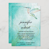 水のハチドリの水彩画の結婚式招待状 招待状 (正面/裏面)