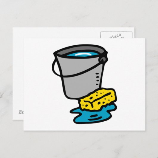 水のバケツとスポンジ ポストカード (正面/裏面)