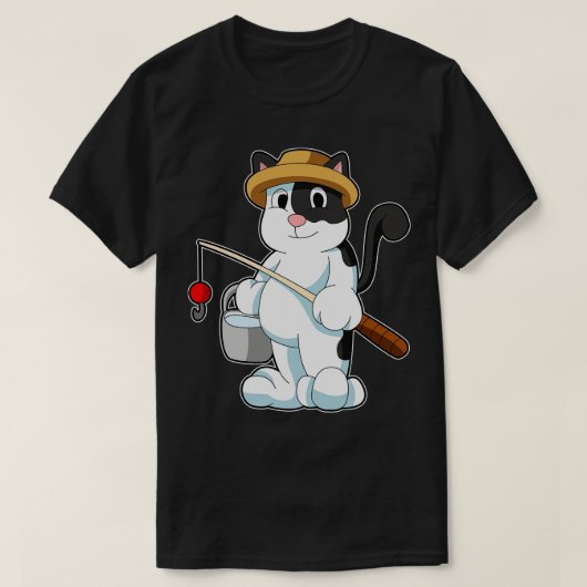 水のバケツを持つ猫 Tシャツ (デザイン正面)