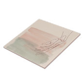 水のパステルの一線グラフィックスケッチの手 タイル (側面)