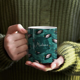 水のパターンで泳ぐマガード コーヒーマグカップ