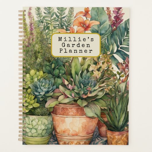 水のパーソナライズされた色の植物ガーデンプランナー プランナー手帳 (正面)