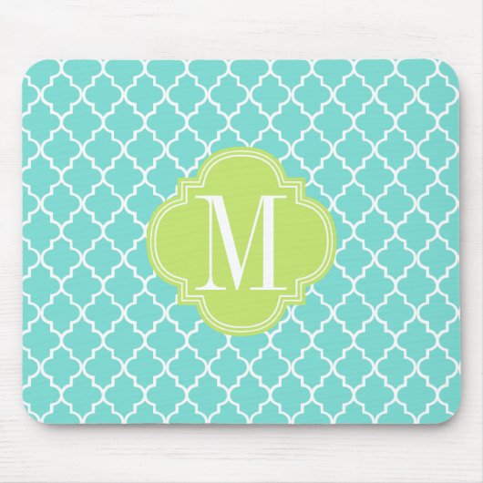 水のパーソナライズなモロッコのタイルの格子 マウスパッド (正面)