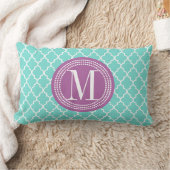 水のパーソナライズなモロッコのタイルの格子 ランバークッション (ブランケット)