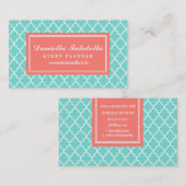 水のパーソナライズなモロッコのタイルの格子 名刺 (正面/裏面)