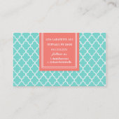 水のパーソナライズなモロッコのタイルの格子 名刺 (裏面)