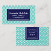 水のパーソナライズなモロッコのタイルの格子 名刺 (正面/裏面)