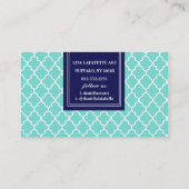 水のパーソナライズなモロッコのタイルの格子 名刺 (裏面)