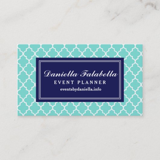 水のパーソナライズなモロッコのタイルの格子 名刺 (正面)