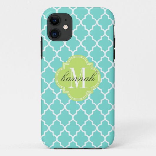 水のパーソナライズなモロッコのタイルの格子 Case-Mate iPhoneケース (裏面)