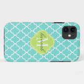 水のパーソナライズなモロッコのタイルの格子 Case-Mate iPhoneケース (裏面(横))