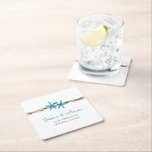 水のヒトデおよびロープの結婚式 スクエアペーパーコースター (インサイチュ)