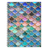 水のピンクの人魚のグリッターのスケールの人魚のスケール ノートブック (正面)