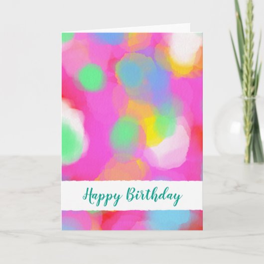 水のファンシー色の誕生日カード カード (正面)