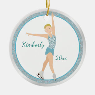 水のブロンドのフィギュアスケート選手 セラミックオーナメント