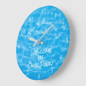 水のプールの夏水さざ波 ラージ壁時計 (傾斜)