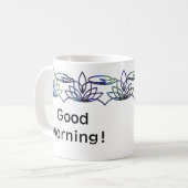 水のモダンユリのパーソナライズされたマグカップ コーヒーマグカップ (正面左)