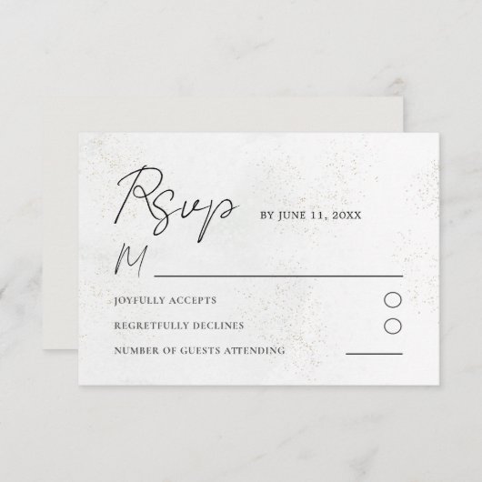 水のモダン色のテクスチャウェディングRSVP 出欠カード (正面/裏面)