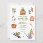 水のモダン色の庭のパーティー赤ちゃんシャワー 招待状 (正面)