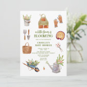 水のモダン色の庭のパーティー赤ちゃんシャワー 招待状 (スタンド正面)