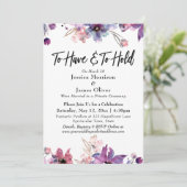 水のモダン色の花模様を持つおよび保持する 招待状 (スタンド正面)