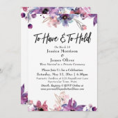 水のモダン色の花模様を持つおよび保持する 招待状 (正面/裏面)