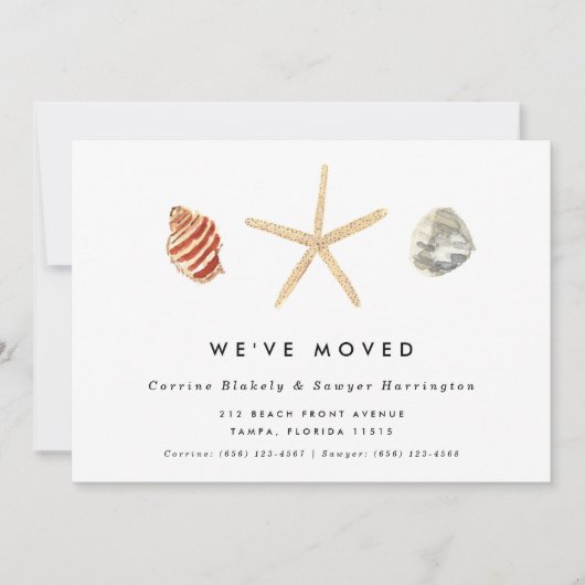 水のモダン色の貝殻の移動 案内状 (正面)