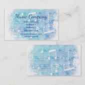 水のモダン色の音楽ノート 名刺 (正面/裏面)