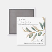 水のモダン色オリーブの枝の日付を保存 マグネット (正面/裏面)