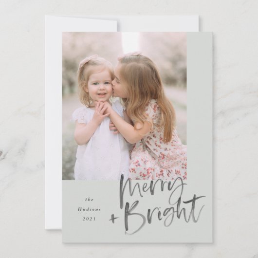 水のモダン色スクリプトSage Green明メリーるい シーズンカード (正面)