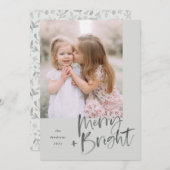 水のモダン色スクリプトSage Green明メリーるい シーズンカード (正面/裏面)