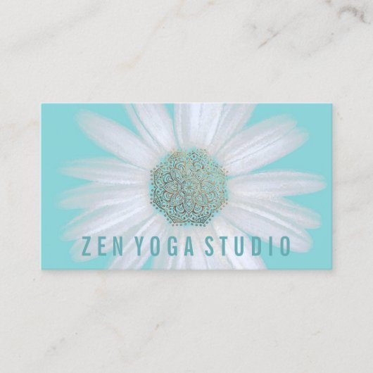 水のヨガのインストラクターのBoho |のデイジーの金ゴールドの曼荼羅 名刺 (正面)