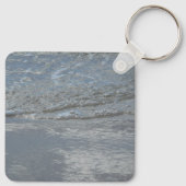 水のラッピングビーチ抽象芸術写真 キーホルダー (裏面)