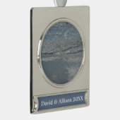 水のラッピングビーチ抽象芸術写真 シルバープレートバナーオーナメント (右)