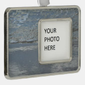 水のラッピングビーチ抽象芸術写真 シルバープレートフレームオーナメント (右)