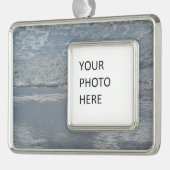 水のラッピングビーチ抽象芸術写真 シルバープレートフレームオーナメント (左)
