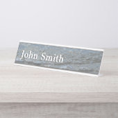 水のラッピングビーチ抽象芸術写真 デスクネームプレート (正面)