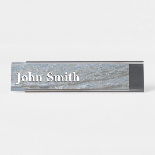 水のラッピングビーチ抽象芸術写真 デスクネームプレート (正面)