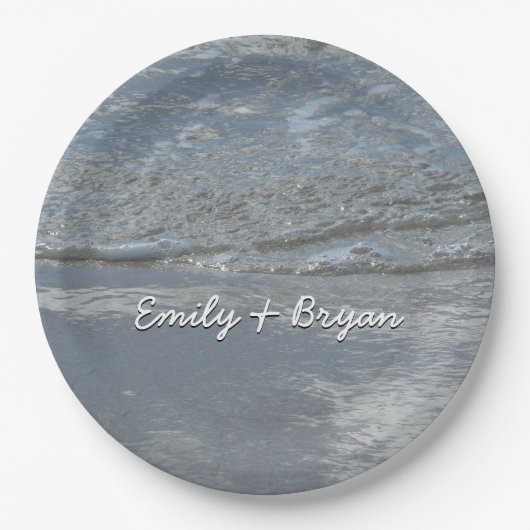 水のラッピングビーチ抽象芸術写真 ペーパープレート (正面)