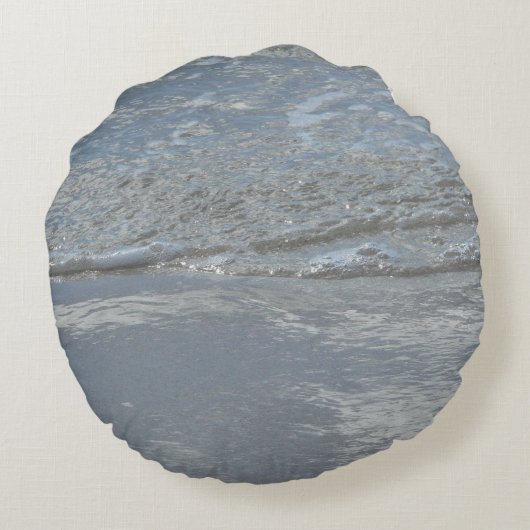 水のラッピングビーチ抽象芸術写真 ラウンドクッション (裏面)